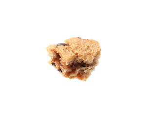 Piece of delicious chocolate chip cookie isolated on white