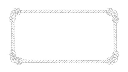 A simple black and white rectangular frame created with twisted rope and knotted corners © ASK_Studio