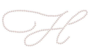 White Pearls Alphabet Letter H Luxury Text Design Vector Illustration.