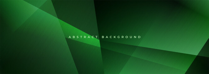 Green modern abstract wide banner with geometric shapes. Dark green abstract background vector illustration