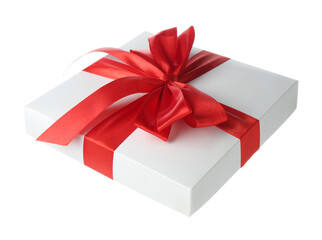 Beautiful gift box lid with bow isolated on white