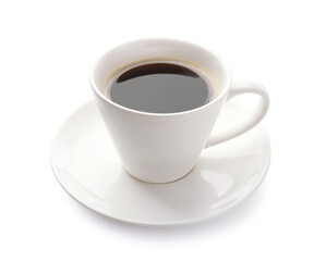 Aromatic coffee in cup isolated on white