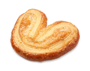 One delicious palmier cookie isolated on white