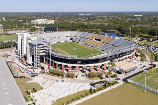 Orlando, FL, USA - November 18, 2025: The Acrisure Bounce House is home to the University of Central Florida Knights football team, as well as hosting other events. Empty stadium.