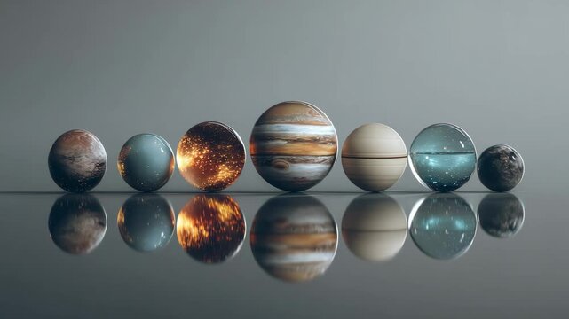 Solar system planets in a row