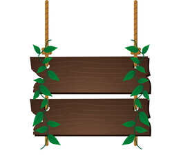 Hanging Rustic Wooden Sign Board with Vines