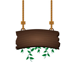 Hanging Rustic Wooden Sign Board with Vines