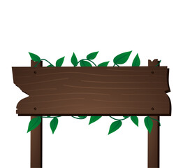 Rustic Wooden Plank Sign Board with Vines
