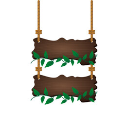 Hanging Rustic Wooden Sign Board with Vines