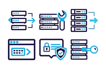 Web-Hosting icon Set vector illustration