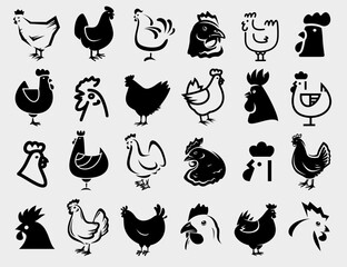 Chicken set. Collection icon chicken. Vector