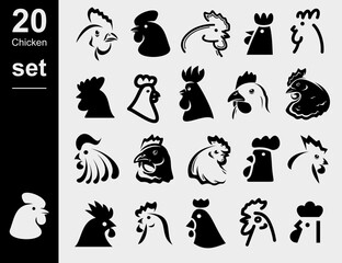 Chicken set. Collection icon chicken. Vector
