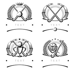 Hockey field labels and icons set. Collection icons hockey field. Vector