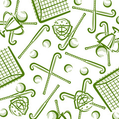 Hockey field background, pattern set. Collection icons hockey field. Vector
