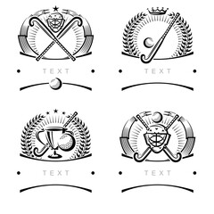 Hockey field labels and icons set. Collection icons hockey field. Vector