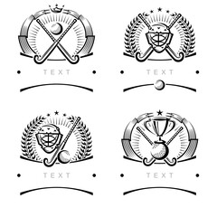 Hockey field labels and icons set. Collection icons hockey field. Vector