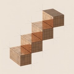  Decorative design study with beige geometric background, structured elevation, and a blend of organic and mathematical elements.