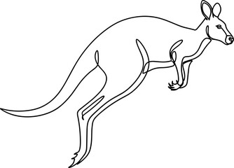 Minimalist Line Art of Kangaroo in Motion