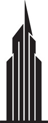 Abstract skyscraper building silhouette icon black modern architecture tall structure design element