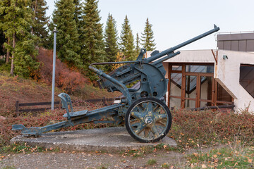Weapon on Kadinjaca Memorial Complex near Užice, Serbia. Yugoslav monument dedicated to partisans in World War 2