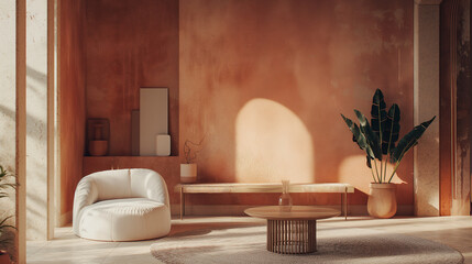 Luxury living room interior with fireplace and modern furniture