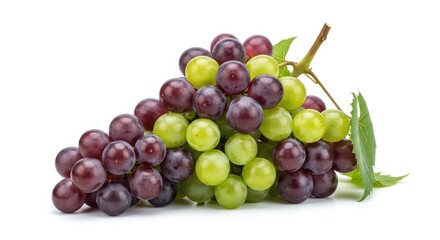 Cluster of vibrant green and purple grapes.