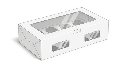 Obraz premium White cardboard cupcake box with clear window.