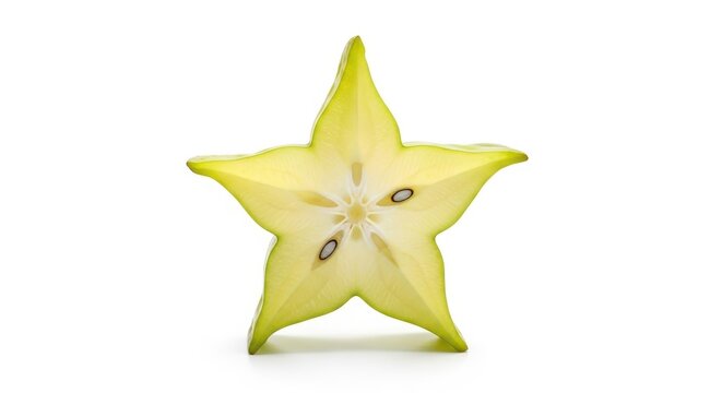 Fresh starfruit slice on white background