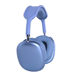 Wireless modern surround headphones in blue and gray on an isolated background