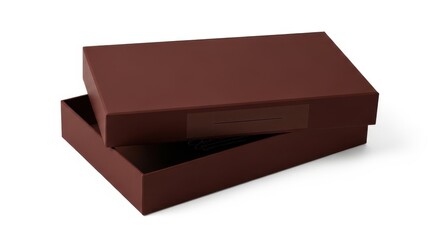 Open maroon gift box with lid slightly ajar.
