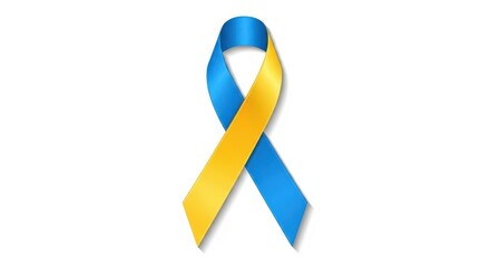 Blue and yellow awareness ribbon symbol.