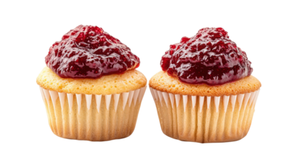 cupcakes with strawberry jam on top