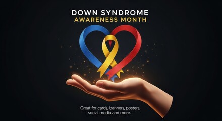 Supporting Down Syndrome Awareness Month with heart ribbons.