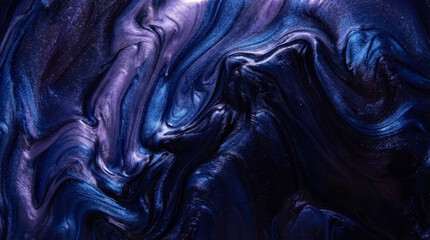 Fototapeta premium Vibrant Abstract Design Showcasing a Blend of Blue and Purple Paints, Revealing an Intricate Texture and Fluid Pattern on Modern Art's Surface