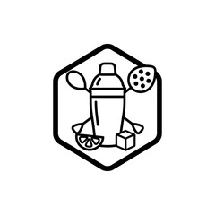 Bartender day shaker silhouette vintage circus themed lounge held high simple striped vector illustration