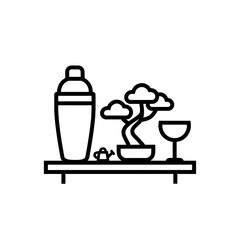 Bartender day shaker silhouette shaking front stained glass style window vector illustration