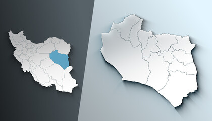 Obraz premium Minimalist 3D Map of South Khorasan Iran Province with Borders