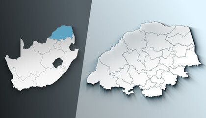 Minimalist 3D Map of Limpopo South Africa Province with Borders © Ahmed