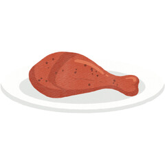 Tandoori Chicken Minimalist Flat Illustration