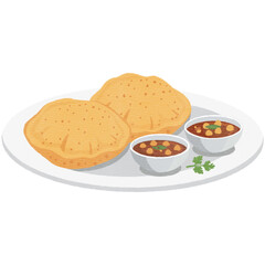 Chole Bhature Minimalist Indian Food Illustration