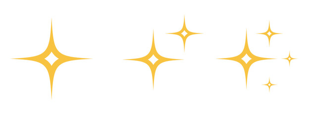 Yellow Sparkle Stars and Glittering Light Effects. Sparkle star icon isolated on transparent Background