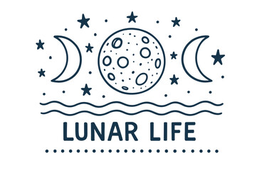 Fototapeta premium Lunar life design featuring moon and stars with crescent shapes