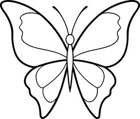 Morpho Didius Butterfly Line Drawing with Smooth Wing Outline Vector