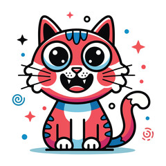 Vibrant cartoon cat with playful expression and colorful design