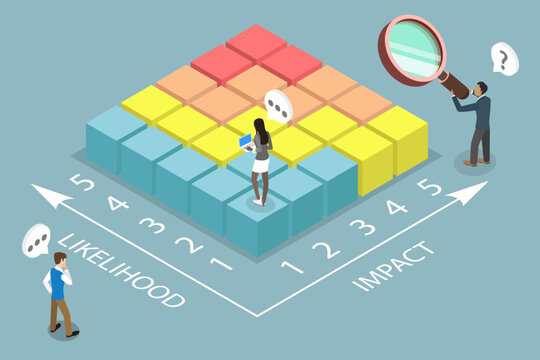 3D Isometric Flat Vector Illustration of Risk Matrix, Creating A Business Contingency Plan To Assess Risks And Forecast Scenarios