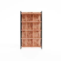 Rustic Wood Bookshelf with Open Shelves and Metal Frame, Industrial-Style Storage Unit for Home or Office