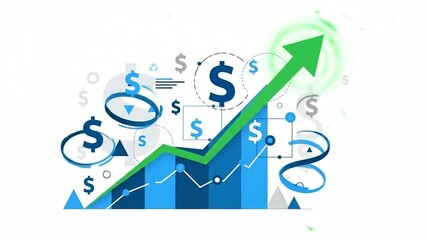 Financial growth graph with dollar symbols and charts - Powered by Adobe