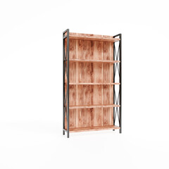 Rustic Wood Bookshelf with Open Shelves and Metal Frame, Industrial-Style Storage Unit for Home or Office