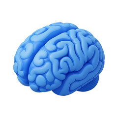 3D blue brain anatomy with detailed cortex folds and lobes, realistic human cerebral organ illustration for neuroscience education
