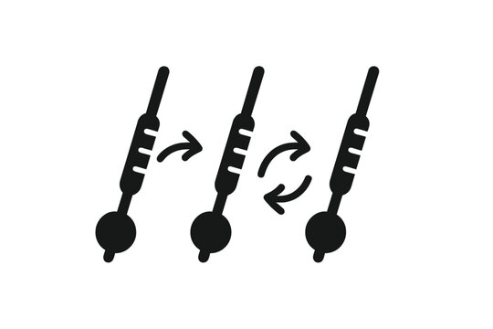 Hydrometer Dance Motion. Solid style icon of multiple hydrometers in a sequence showing motion, representing proofing hydrometer